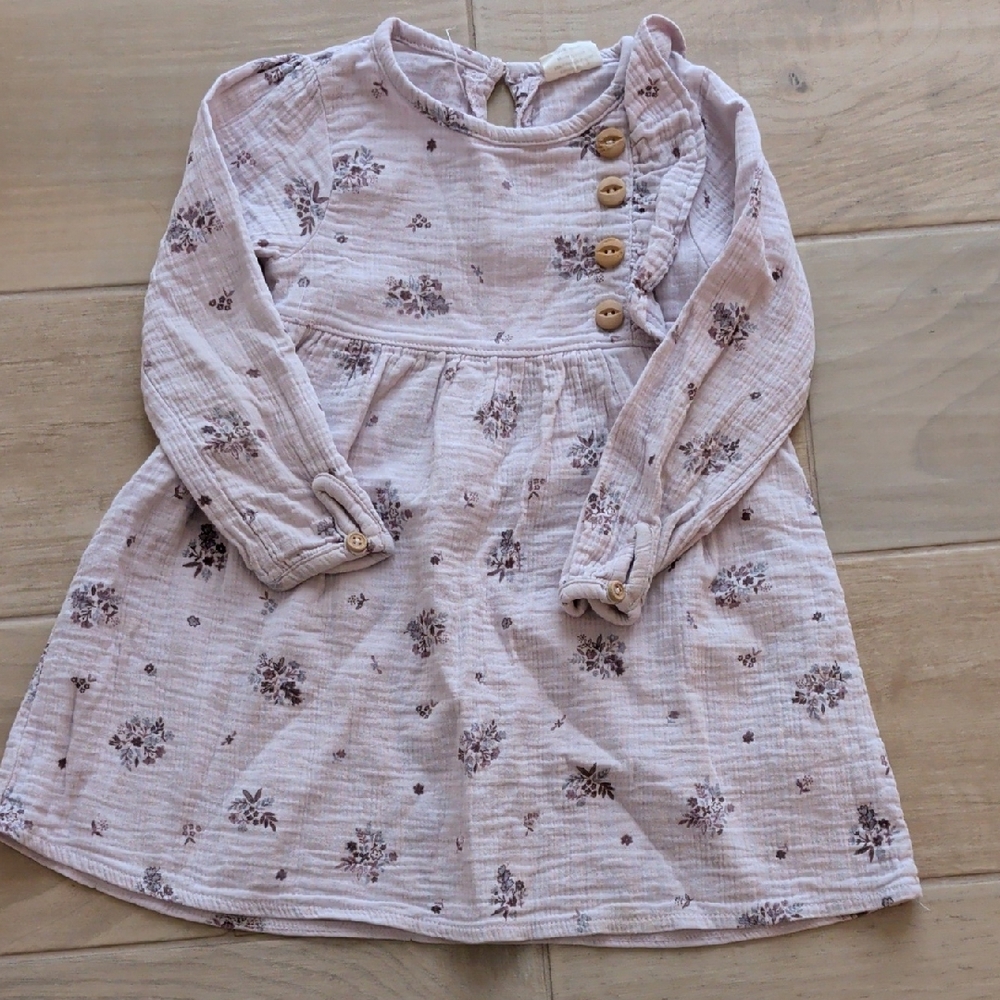 Floral Button-Accent Kids Casual Dress